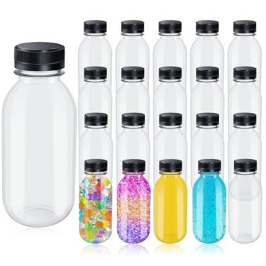 Imagem de Honeydak 24 garrafas sensoriais vazias a granel com tampas pretas de 350 ml de plástico transparente reutilizável à prova de vazamento, recipiente para bebidas para artesanato sensorial, armazenamento