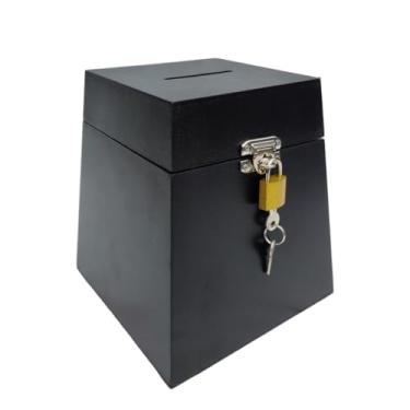 Imagem de Cofre Porta-Valores com Cadeado, 18,5 x 17 x 17 cm, Preto, com Abertura Superior