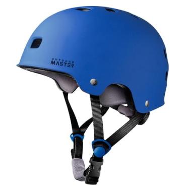Imagem de OutdoorMaster Capacete de ciclismo para skate - dois forros removíveis ventilação, scooter multiesportivo, patins em linha para crianças, jovens e adultos - PP - azul escuro