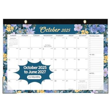 Imagem de Calendário de mesa 2025-2026, 21 meses de outubro de 2025 a junho de 2027, tamanho grande, calendário de parede mensal de 43 x 30 cm, agenda de mesa com lista de tarefas para sala de aula, escritório