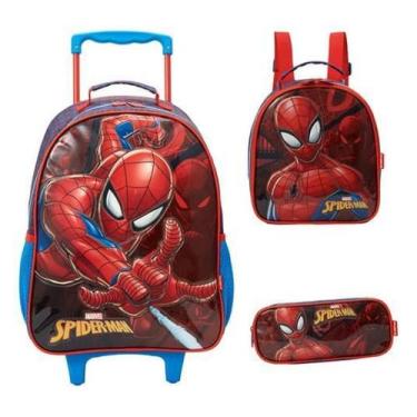 Imagem de Kit Mochila Carrinho Homem Aranha Spider Man Xeryus