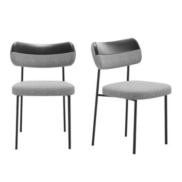 Imagem de Kit 2 Cadeiras Mona Para Sala Jantar Gourmet em Aço e Couríssimo-Preto-Linho-Cinza-EdeCasaMoveis