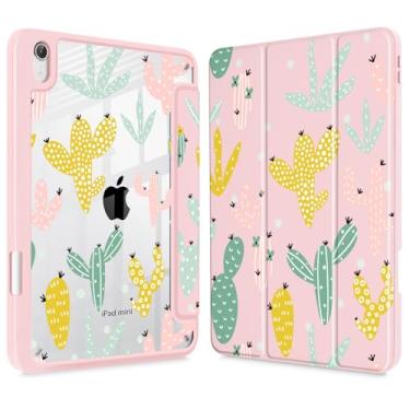 Imagem de Lepeoac Capa fina para iPad mini 7 (A17 Pro, 7ª geração) 2024/iPad mini 6 (6ª geração) 8,3 polegadas, [suporte de lápis embutido] capa traseira transparente + despertar/hibernar automaticamente