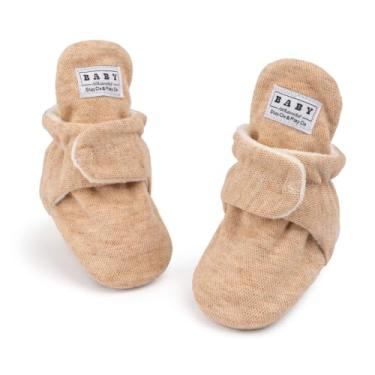 Imagem de HsdsBebe Botas de algodão unissex para recém-nascidos, sola antiderrapante para bebês, meninos, meninas, para o inverno, quente, de lã, meias aconchegantes, 5507/cáqui, 12-18 Months Toddler