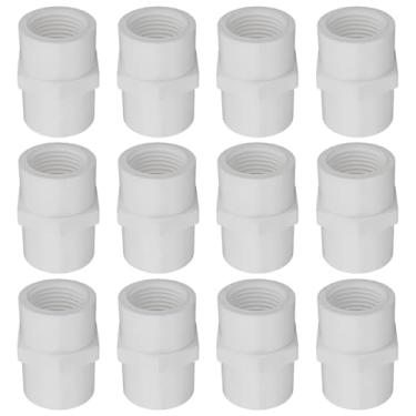 Imagem de Oedema 12 peças 1/2 polegada de acoplamento de PVC adaptador de encaixe de tubulação para rosca fêmea conector adaptador de encaixe para trabalhos de jardim, branco