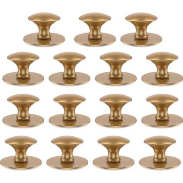 Imagem de WhSunVo Conjunto de puxadores de gaveta de aço inoxidável com 15 puxadores autoadesivos para cômoda de fácil instalação puxador de gaveta de cozinha puxador de móveis para armário e cômoda (dourado)