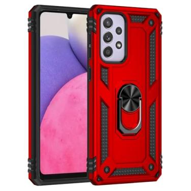Imagem de SORAKA Capa para Samsung Galaxy A33 5G com suporte para anel Capa Slim Fit de TPU macio Capa Samsung Galaxy A33 5G com placa de metal para suporte magnético de telefone para carro