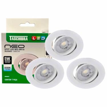 Imagem de Kit 3 Spot Led Neo Mr16 Embutir Redonda 5w Taschibra 6500k