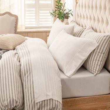 Imagem de PURE ERA Conjunto de lençóis de malha jersey 3 peças, 100% algodão, super macio, confortável, respirável, cabe em colchões de até 50,8 cm com bolso extra profundo (branco, solteiro GG)