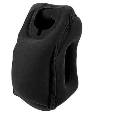 Imagem de Travesseiro Almofada Apoio Cabeça Pescoço Dormir Inflável (Preto)