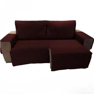 Imagem de Capa para Sofá Retrátil e Reclinável 2 Módulos - Medida Total 2,90m Incluindo Braços, Protetor Impermeável e Ajustável,(Vinho)