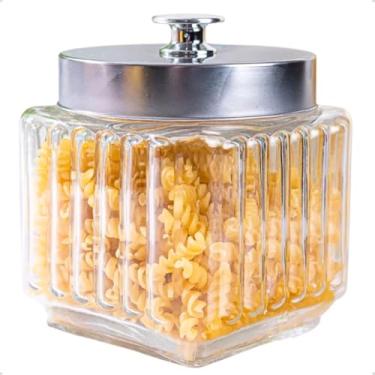 Imagem de Porta Mantimento de Vidro Com Tampa Preta ou Prateada 800ml Pote Pequeno Cozinha (Cromada)