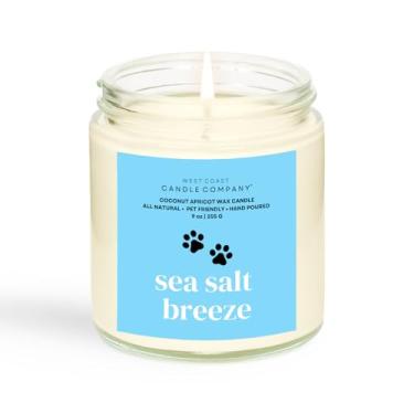 Imagem de Sea Salt Breeze | Vela que aceita animais de estimação | Cera de coco e damasco sem soja | Queima limpa | Não tóxica | Aprovado por veterinários | Eliminador de odores de animais de estimação | Vela