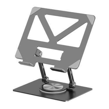 Imagem de NonMiFyR Suporte para livros de mesa com base giratória de 360°, estável, dobrável, portátil, prático, para escritório em casa, suporte para livros, vários, Cinza