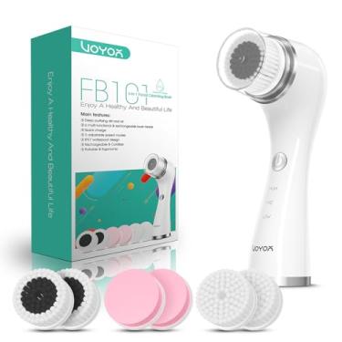 Imagem de VOYOR Escova de limpeza facial elétrica para limpeza profunda da pele esfoliante facial recarregável para esfoliação e remoção de cravos, escova facial giratória para massagem, escova facial de