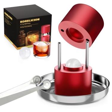 Imagem de Mini prensa de bola de gelo de luxo, máquina de bola de gelo de alumínio para esfera de gelo para melhorar o sabor da bebida, kit de prensa de bola de gelo com pinça e bandeja de gotejamento, para