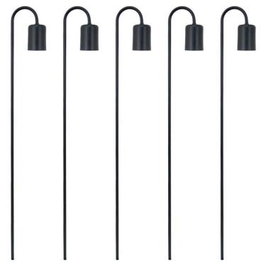 Imagem de Kit 5 Luminárias Balizador Jardim Spot Curvo Gu10 Preto 75Cm