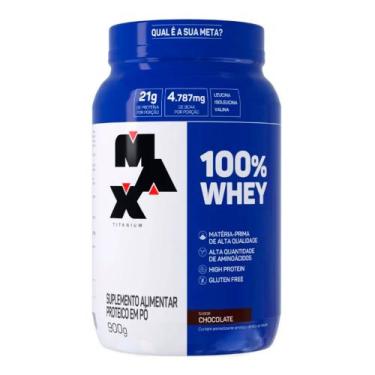 Imagem de 100% Whey Max Titanium Sabor Chocolate com 21g de Proteína 900g, Choco