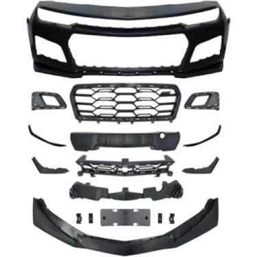 Imagem de Grelha de para-choque de carro Para-choque dianteiro Spoiler de lábio Kit de carroceria surround frontal Capa de farol de neblina compatível com Camaro LS-1LE 2019-2023 Exterior