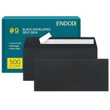 Imagem de Envelopes pretos #9, pacote com 500, envelopes coloridos, tamanho carta 9 x 21 cm, envelopes de negócios para cartões, convites, férias, cartões postais, presentes, papel de 14,5 kg, envelopes
