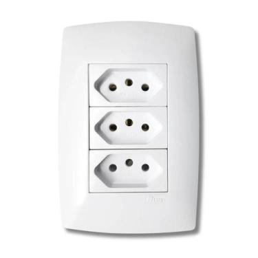 Imagem de Tomada Tripla 10A Com Placa Branca Home - B.lux