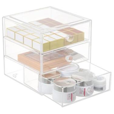 Imagem de Caixa organizadora de gavetas de maquiagem AJIODA com 3 gavetas de acr