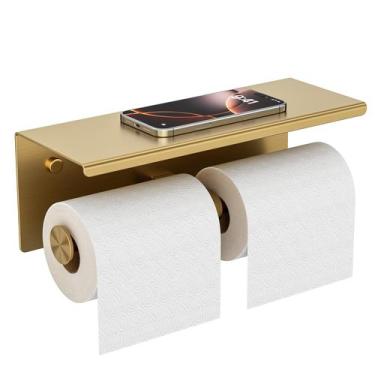 Imagem de Suporte duplo para papel higiênico com prateleira FORIOUS 304 em aço i