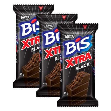 Imagem de Kit 3 Chocolate Bis Lacta Xtra Black 45g