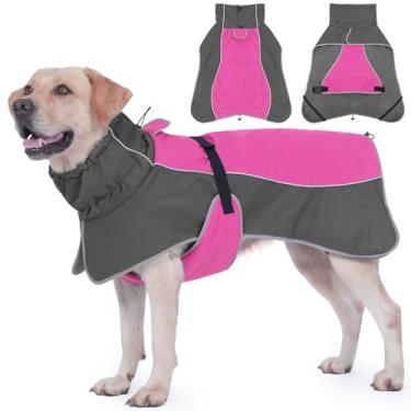 Imagem de HezzLuv Casaco impermeável para cães com alças refletivas, orifício para coleira e forro de lã polar, jaqueta de inverno lavável na máquina para cães pequenos, médios e grandes, quente, colete à prova