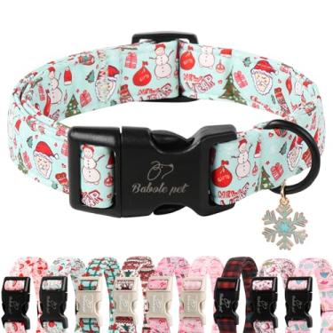 Imagem de Babole Pet Coleira de Natal para cachorro azul fofo Papai Noel para cães médios coleira ajustável festival de inverno presente de Natal colar com fivela de liberação rápida para filhotes, meninas e
