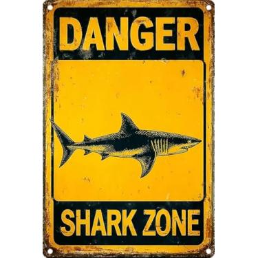 Imagem de Placa de perigo vintage de metal retrô placas de metal para decoração de casa, arte de parede elegante, presente para casa de banho, cozinha e decoração de parede gótica em todos os cômodos, 30 x 20