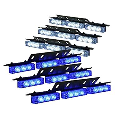 Imagem de PACASK 54 luzes estroboscópicas de LED piscantes para veículos de emergência barra de luzes estroboscópicas para para-brisa grade de painel (azul/branco)