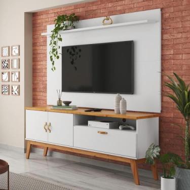 Imagem de Rack com Painel 160cm Quarto Sala Para TV 60 Sirius 1.6 Patrimar Branc