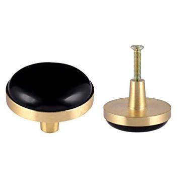 Imagem de Rockcloud Pacote com 2 puxadores de gaveta de pedra de cristal natural, puxador de porta de armário com parafusos, ferragens para móveis decorativos para casa, obsidiana preta (3,15 cm)