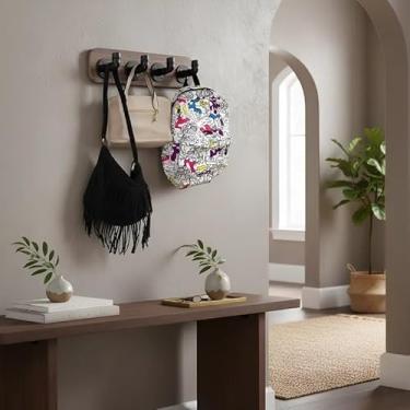 Imagem de Cabideiro de Parede Porta Toalhas Mochilas Bolsas Gancho Banheiro Quarto Estilo Industrial Preto