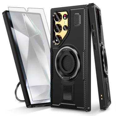 Imagem de Asuwish Capa de celular para Samsung Galaxy S24 Ultra 5G com protetor de tela de vidro temperado e suporte de anel à prova de choque com suporte protetor de celular acessórios para celular S24Ultra