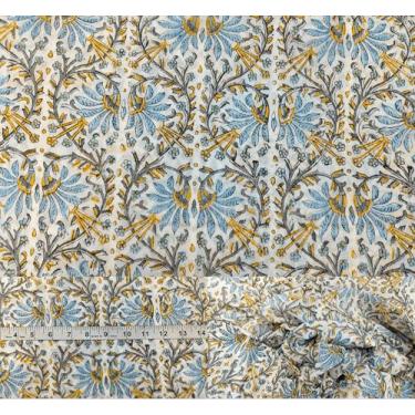Imagem de Tecido 100% algodão estampado à mão por The Yard PRECUT 1 jarda 44 polegadas de largura para confecção de vestidos e artesanato – Tecido acolchoado de algodão macio para costura (estampa floral cinza