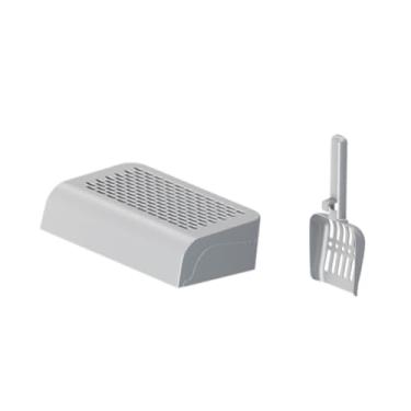 Imagem de Fenteer Caixa coletora de areia para gatos, recipiente coletor de areia para gatinhos, acessório de limpeza, rampa para caixa de areia, apoio para os pés, Cinza com Colher