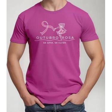 Imagem de Camiseta Camisa Feminina Masculina Algodão Campanha Outubro Rosa Preve