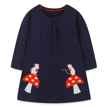 Imagem de Vestido Hongshilian Girls de algodão, manga comprida, casual, 7T, com 