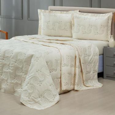 Imagem de Cobre Leito 3 Peças Queen Percal 200 Fios Mistral 100% Algodão - Palha