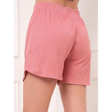 Imagem de A-Lows A&L   Shorts Canelada  look  leve confortável, Rosa, GG