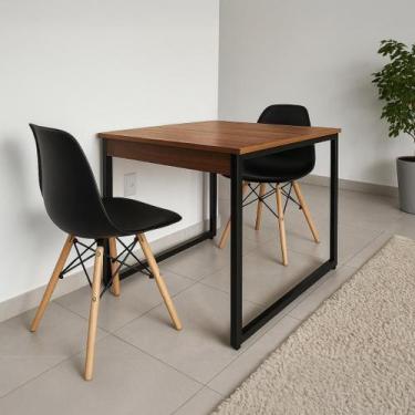 Imagem de Mesa Quadrada de Jantar 4 Lugares 80x80cm Industrial Design Moderno e 