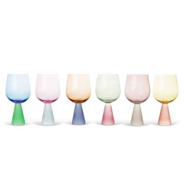 Imagem de Conjunto 6 Taças de Vidro Coloridos 550ml 18cm JL0110 BTC