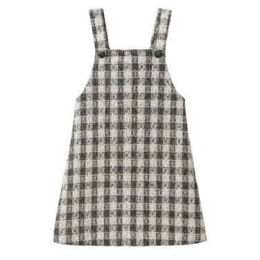 Imagem de Salopete Xadrez Jardineira Com Saia Vestido Menina Infantil - Fofotinh