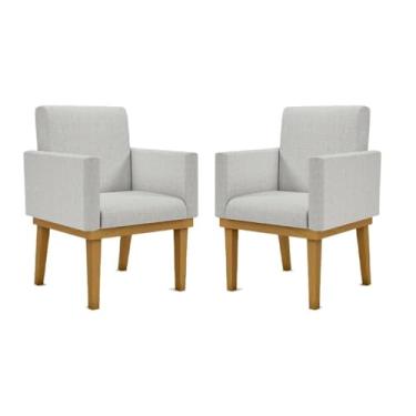 Imagem de Kit 02 Cadeiras Decorativa Reforçada Oferta Balaqui Linho Cor:linho Cinza Claro