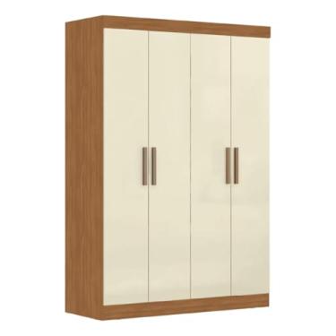 Imagem de Modulo de Guarda Roupas P/Quarto 4 Portas e 2 Gavetas Madrid Madeirado/Off White