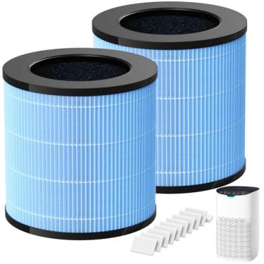 Imagem de Pacote com 2 filtros de substituição MJ003HD, compatível com purificadores de ar POMORON MJ003HD, sistema de filtragem de 4 estágios com filtros H13 HEPA e carvão ativado, MJ003HD-RF, inclui 2 filtros