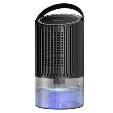 Imagem de Desumidificador, pequenos desumidificadores de 1000 ml para casa, ultra silencioso (25dB) Mini desumidificador de 350 m², portátil para banheiro, quarto, armário, porão, trailer, com LED de 7 cores