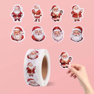 Imagem de Adesivos de Natal em rolo - decoração de festas de fim de ano, envelopes, revistas, artesanato, álbuns de recortes DIY e decoração de Natal, 2,54 cm 500 peças